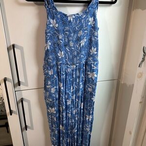 LOFT Blue and White Floral jumpsuit